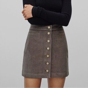 Aritzia Gray Button-Front Mini Skirt